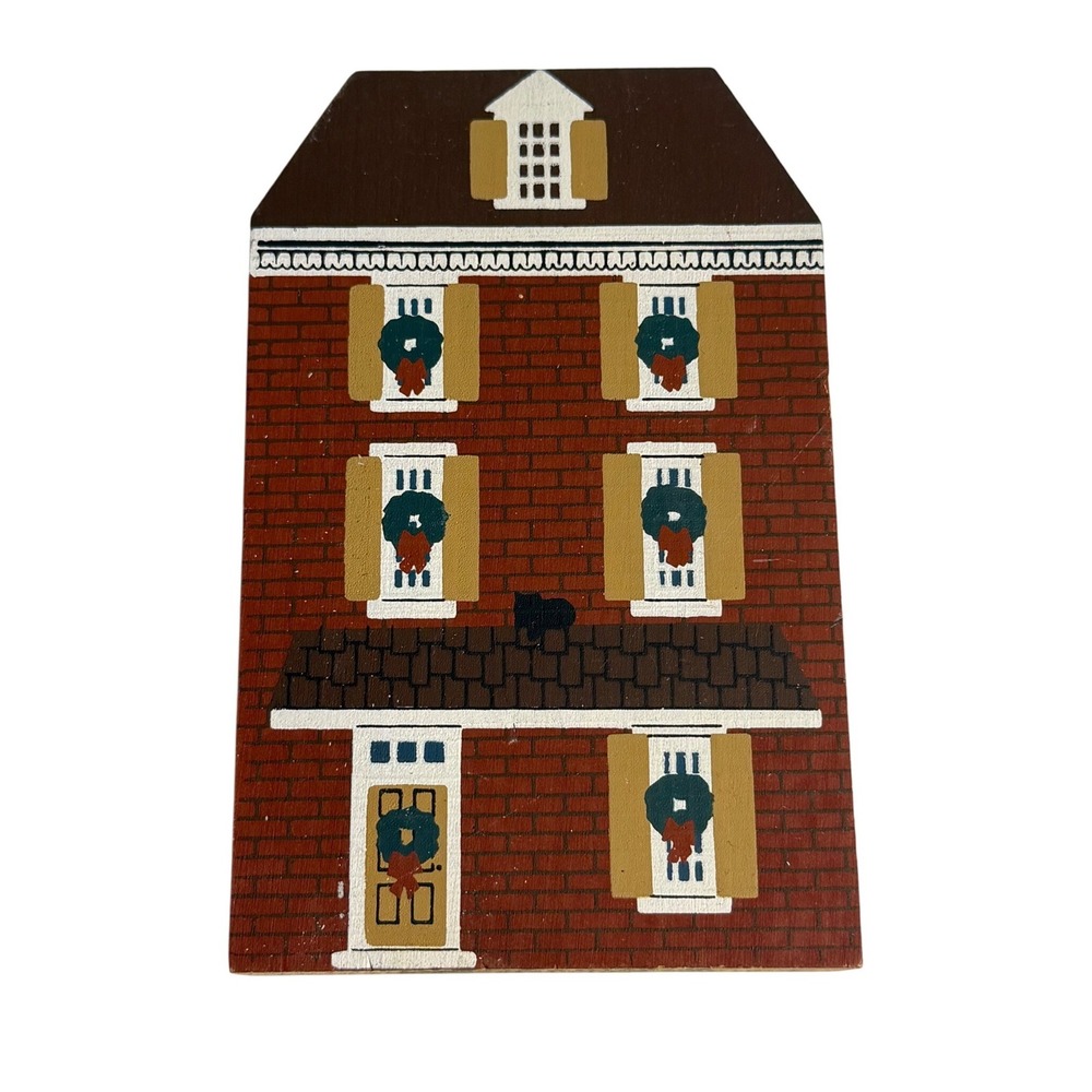 VTG Cats Meow Village Philadelphia Christmas Elfreth's Red Brick House 1988‎